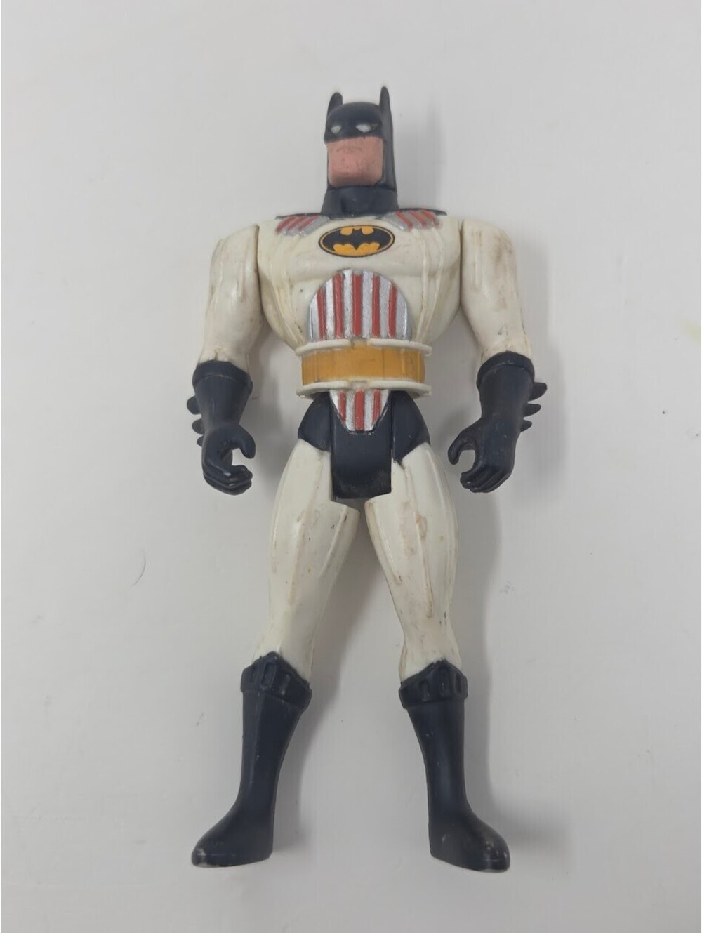 1994 DC Comics Batman Action Figure White Suit Red Chest Stripe Design